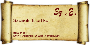 Szamek Etelka névjegykártya